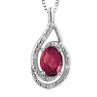 925 Sterling Silver Ruby & Diamond Necklace