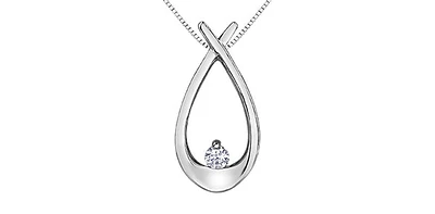 10K White Gold 0.043cttw Diamond Pendant, 18"
