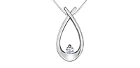 10K White Gold 0.043cttw Diamond Pendant, 18"