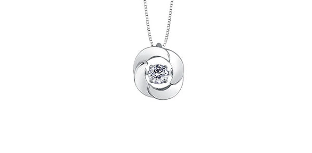 10K White Gold 0.14cttw Diamond Pulse Pendant, 18"