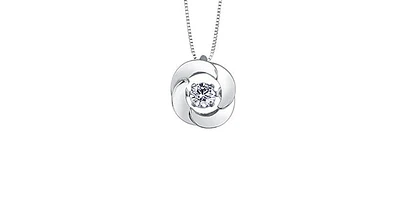 10K White Gold 0.14cttw Diamond Pulse Pendant, 18"