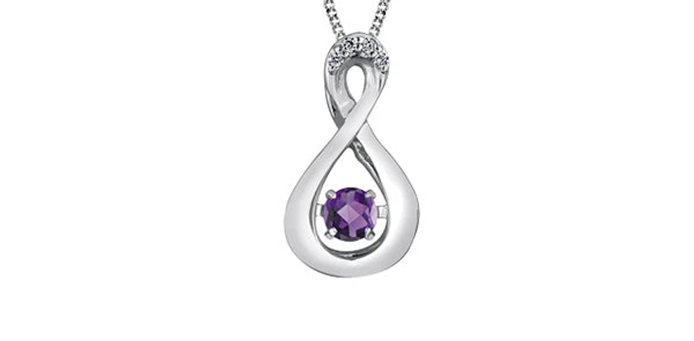 10K White Gold Amethyst and Diamond "Pulse" Pendant - 18"