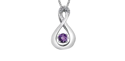 10K White Gold Amethyst and Diamond "Pulse" Pendant - 18"