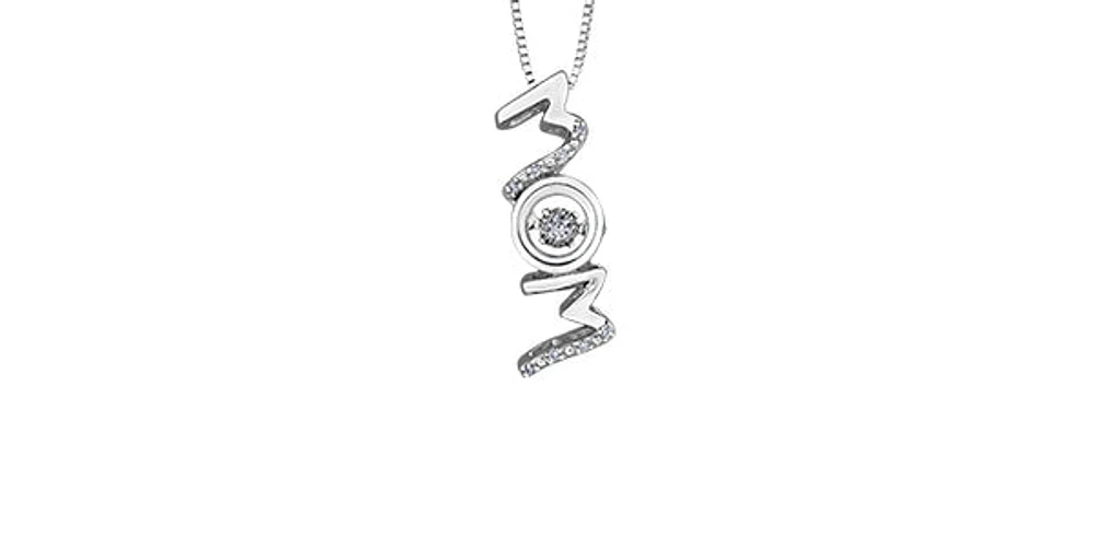 Sterling Silver 0.04cttw Round-Cut Diamond Pendant - 18"