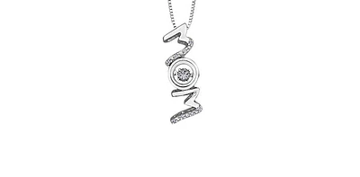 Sterling Silver 0.04cttw Round-Cut Diamond Pendant - 18"