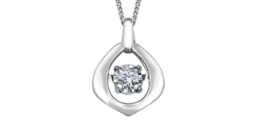 10K White Gold 0.02cttw Diamond Pulse Pendant, 18"