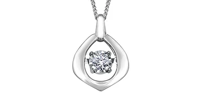 10K White Gold 0.02cttw Diamond Pulse Pendant, 18"