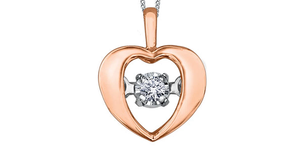 10K White & Rose Gold 0.02cttw Diamond Heart Pulse Pendant, 18"