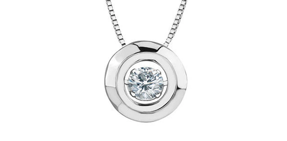 Sterling Silver Canadian Diamond 0.24cttw Round Cut Pendant, 18"