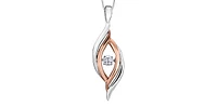 Sterling Silver and 10K Rose Gold 0.125cttw Diamond Pendant, 18"