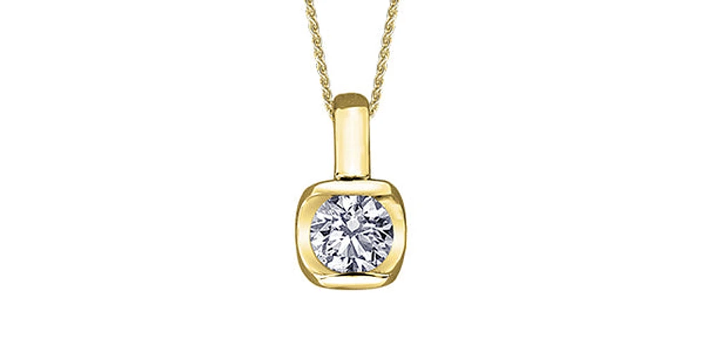 10K Yellow Gold 0.15cttw Diamond Pendant, 18"