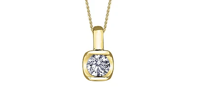 10K Yellow Gold 0.15cttw Diamond Pendant, 18"