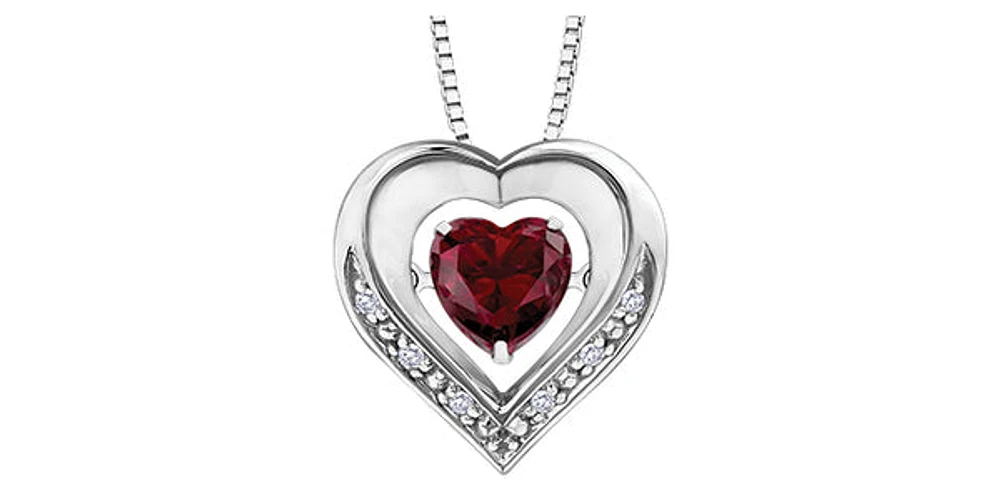 Sterling Silver Created Ruby and Diamond Pulse Necklace, 18"