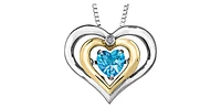 Sterling Silver Diamond and Blue Topaz Pulse Pendant, 18"