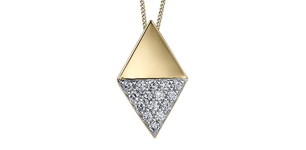 10K Yellow Gold 0.15cttw Diamond Pendant, 18"