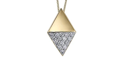 10K Yellow Gold 0.15cttw Diamond Pendant, 18"