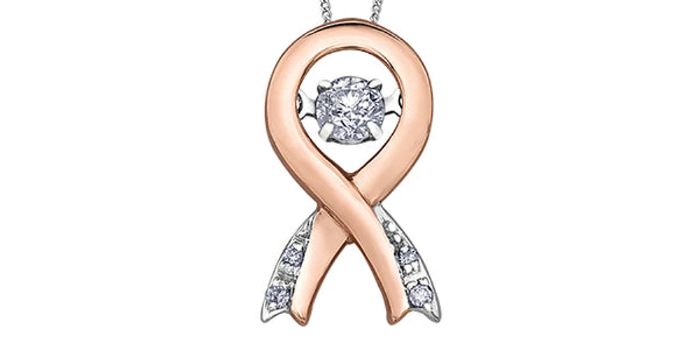 10K Rose Gold & White Gold 0.10cttw Diamond Pendant, 18"