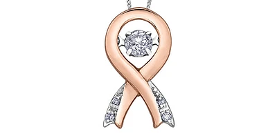 10K Rose Gold & White Gold 0.10cttw Diamond Pendant, 18"