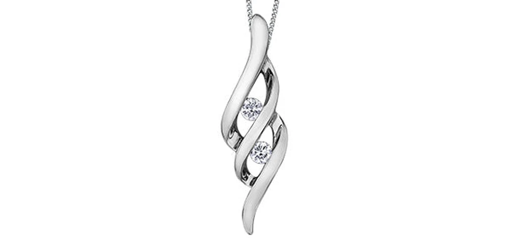 10K White Gold 0.10cttw Canadian Diamond Pendant, 18"