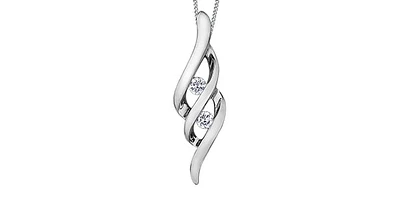 10K White Gold 0.10cttw Canadian Diamond Pendant, 18"