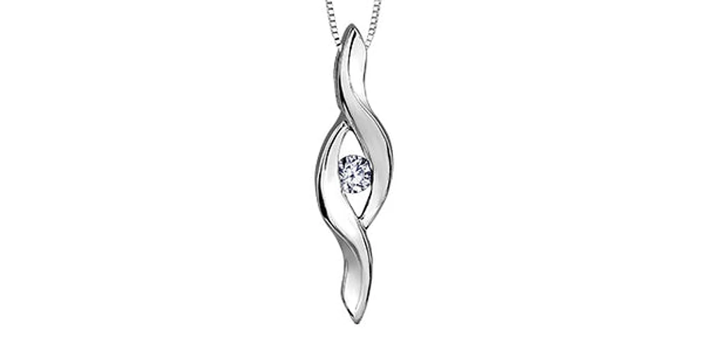 10K White Gold 0.05cttw Canadian Diamond Pendant, 18"