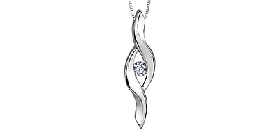 10K White Gold 0.05cttw Canadian Diamond Pendant, 18"