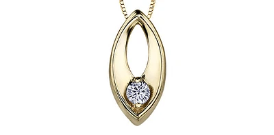 10K Yellow Gold 0.066cttw Canadian Diamond Necklace, 18"