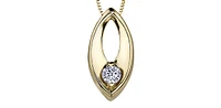 10K Yellow Gold 0.066cttw Canadian Diamond Necklace, 18"