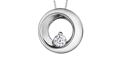 10K White Gold 0.107cttw Canadian Diamond Necklace - 16 Inches