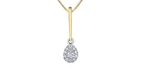 10K Yellow Gold 0.13cttw Diamond Pear Shaped Cluster Solitaire Necklace, 18"