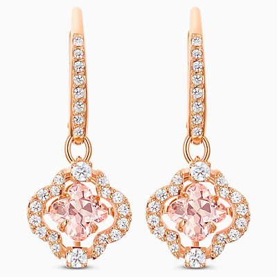 Swarovski - Una drop earrings, Clover, Pink, Rose gold-tone plated 5516477