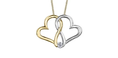 10K White & Yellow Gold 0.04cttw Canadian Diamond Heart / Infinity Pendant, 18"
