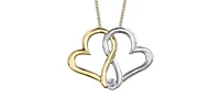 10K White & Yellow Gold 0.04cttw Canadian Diamond Heart / Infinity Pendant, 18"