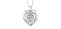 Sterling Silver 0.03cttw Diamond Heart Pulse Pendant, 18"
