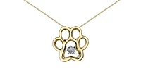 10K White, Yellow or Rose Gold Paw Print Diamond Necklace