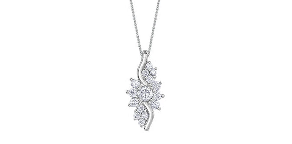 10K White Gold 0.50cttw Diamond Pendant, 18"