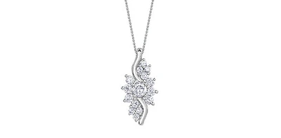 10K White Gold 0.50cttw Diamond Pendant, 18"