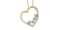 10K Yellow Gold 0.02cttw Diamond Heart Pendant, 18"