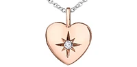 10K Rose & White Gold 0.027cttw Canadian Diamond Heart Pendant, 18"