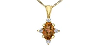 10K Yellow Gold 5x3mm Citrine and 0.03cttw Diamond Pendant