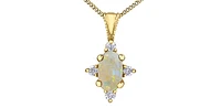 10K Yellow Gold 0.16cttw Opal and 0.03cttw Diamond Necklace - 18 Inches