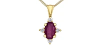 10K Yellow Gold Genuine Ruby and Diamond Necklace