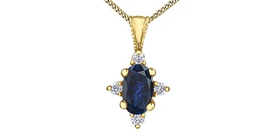 10K Yellow Gold 0.16cttw Sapphire & 0.03cttw Diamond Necklace - 18"