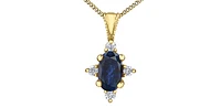 10K Yellow Gold 0.16cttw Sapphire & 0.03cttw Diamond Necklace - 18"