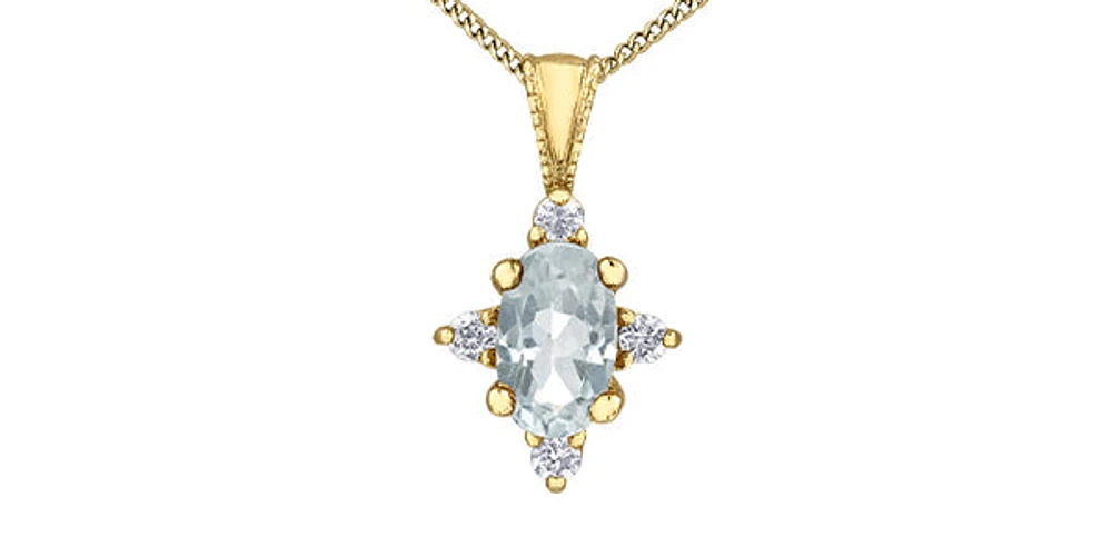 10K Yellow Gold Topaz and Diamond Pendant