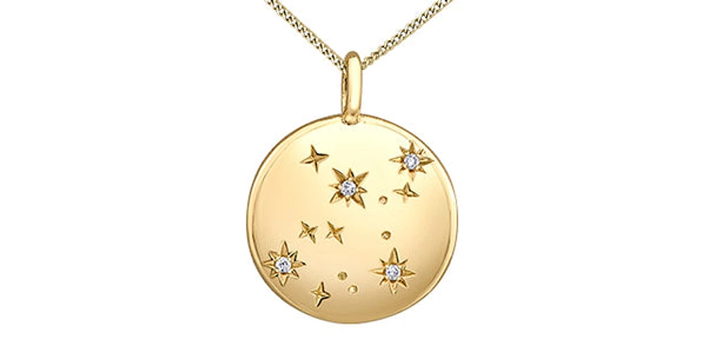 10K Yellow Gold 0.01 cttw Diamond Virgo Pendant, 18"