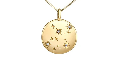 10K Yellow Gold 0.01 cttw Diamond Virgo Pendant, 18"