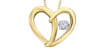 10K Yellow Gold 0.09cttw Canadian Diamond Heart Pulse Pendant, 18"
