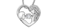 Sterling Silver 0.03cttw Diamond Mom Pendant, 18"