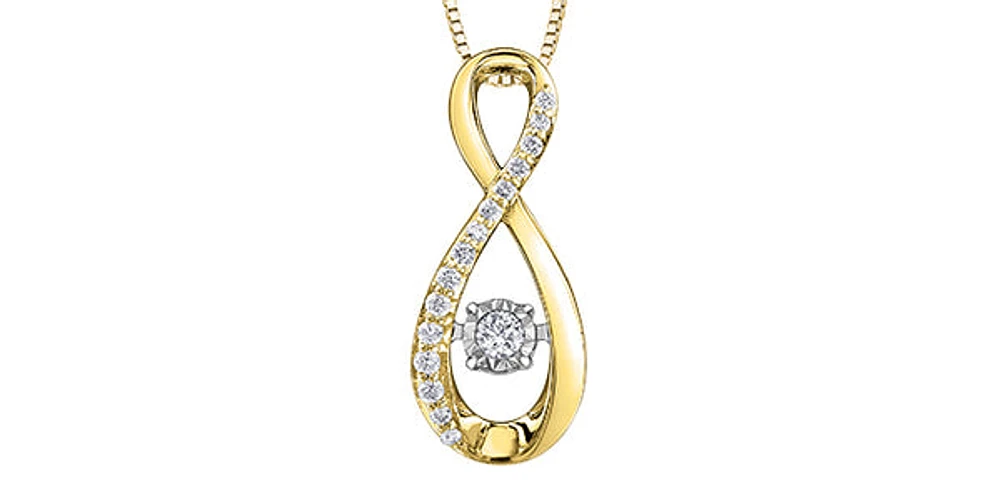 10K Yellow Gold 0.10cttw Diamond Pulse Pendant, 18"